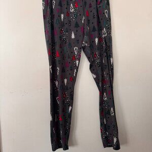 Gray Christmas Tree Holiday Leggings XL